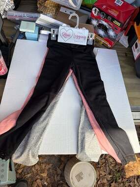 Emma & Elsa Girls Fleece Lined Leggings 3-Pack, Black, Pink, and Heather Gray, S